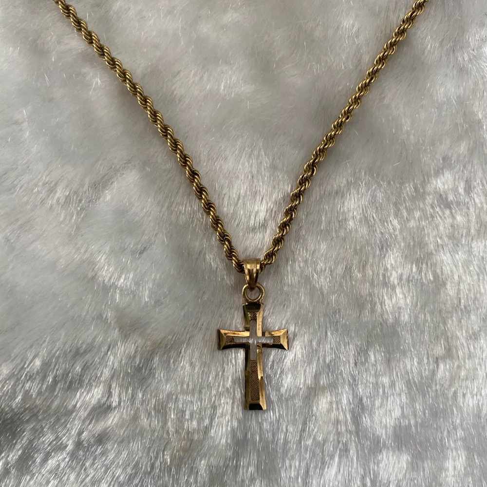🍀VTG 10K NG Gold Cross Pendant Necklace